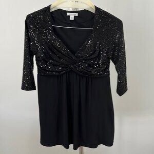 Boston Proper Sequin embellished ruche top